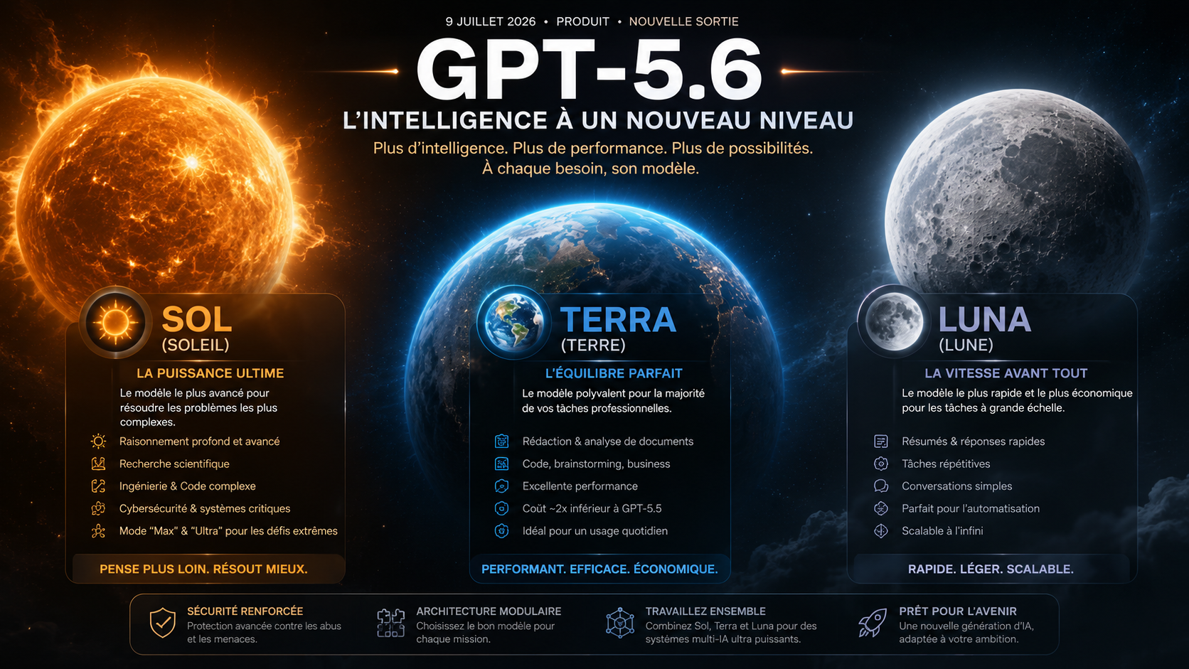 GPT-5.6 : Sol, Terra, Luna — La nouvelle ère des IA modulaires