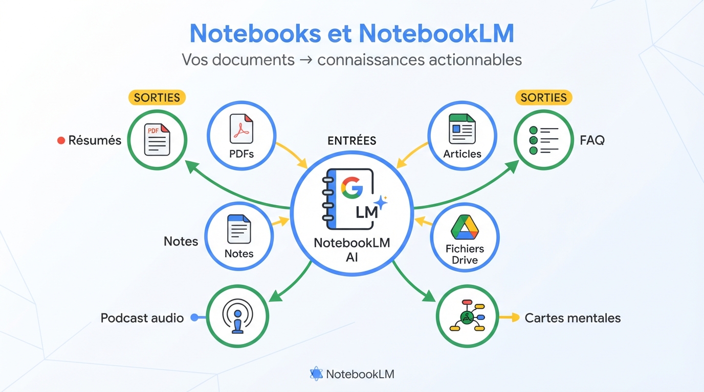 NotebookLM : hub documentaire avec sources et synthèses