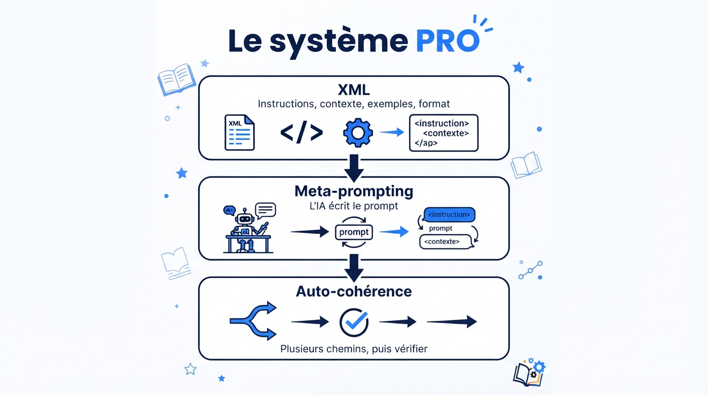 Système PRO : XML, meta-prompting et auto-cohérence